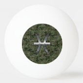 Pisces Zodiac Symbol Woodland Digital Camouflage Pingpongbal (Achterkant)