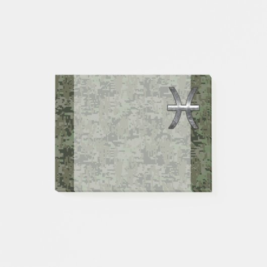 Pisces Zodiac Symbol Woodland Green Digital Camo Post-it® Notes (Voorkant)