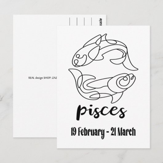 Pisces, Zodiac-teken Briefkaart (Voorkant / Achterkant)