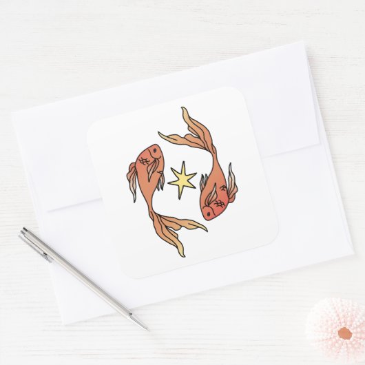 Pisces Zodiac Vierkante Sticker (Envelop)