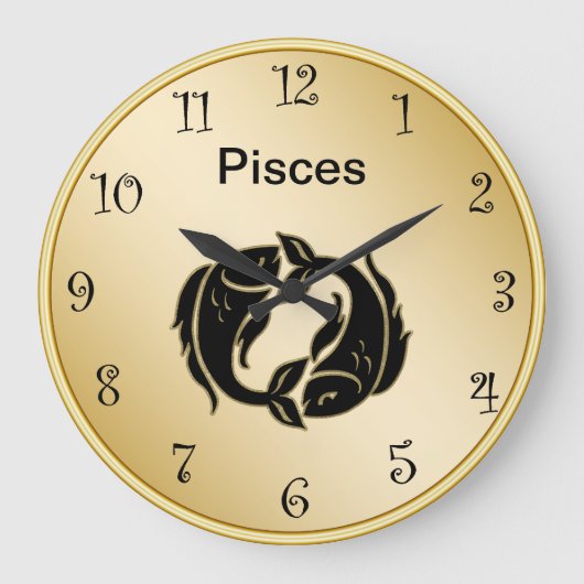 Pisces Zodiac Wall Clock Grote Klok (Voorkant)