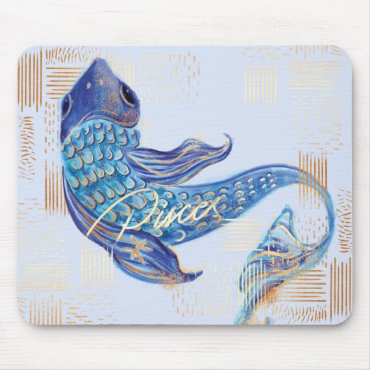 Pisces Zodiac Waterverf Artistry mousepad Muismat (Voorkant)