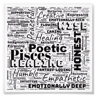 Pisces Zodiac Word Cloud Inspirational Photo  Foto Afdruk