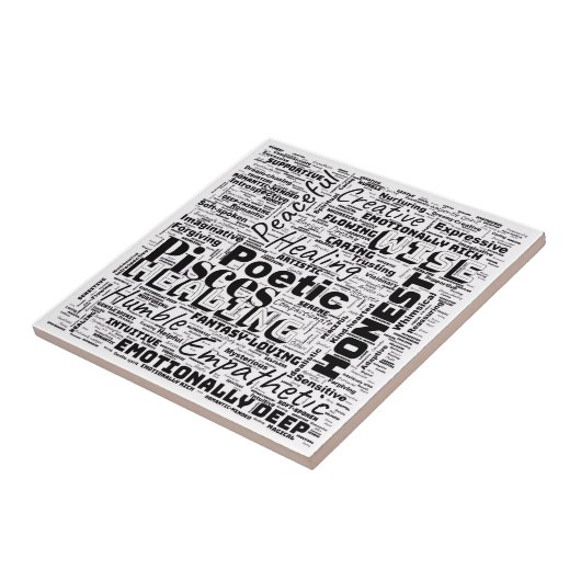 Pisces Zodiac Word Cloud Inspirational Photo Tile Tegeltje (Zijkant)