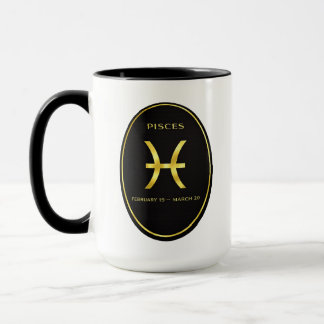 Pisces Zodiak Gouden Ovaal Embleem Mok | Luxe Astr