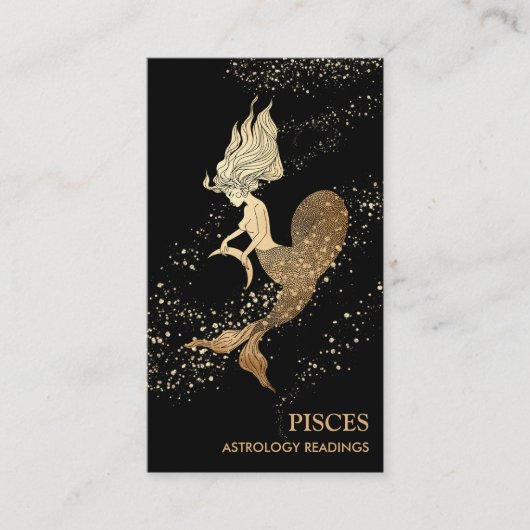 *~* PISCES Zodiastrology Reading Gold Black Visitekaartje (Voorkant)
