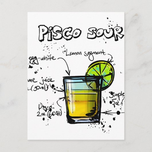 Pisco Sour Cocktail Recipe Briefkaart (Voorkant)