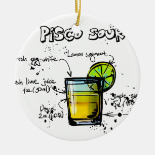 Pisco Sour Cocktail Recipe Keramisch Ornament