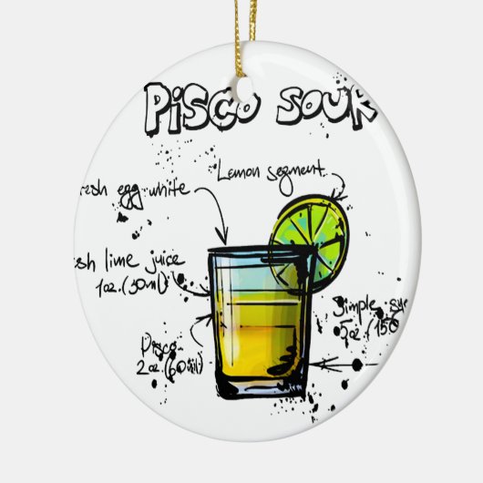 Pisco Sour Cocktail Recipe Keramisch Ornament (Links)