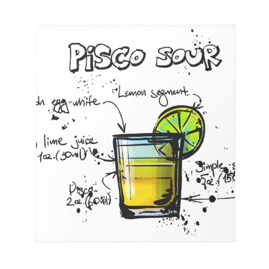 Pisco Sour Cocktail Recipe Notitieblok (Voorkant)