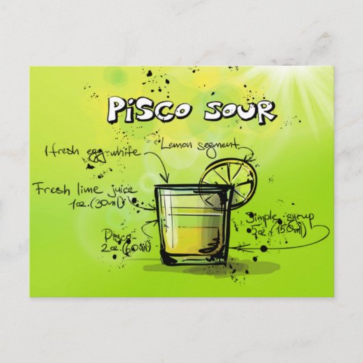 Pisco Sour Drink- Cocktailgeschenk Briefkaart (Voorkant)