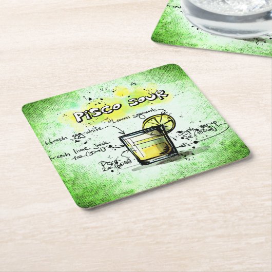 Pisco Sour Drink Recipe Kartonnen Onderzetters (Schuin)