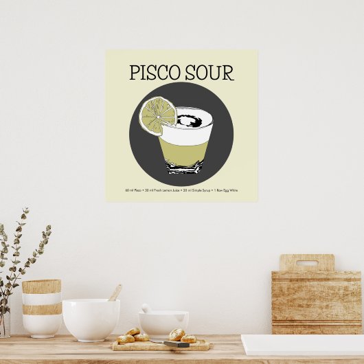 Pisco Sour Illustration Poster (Keuken)