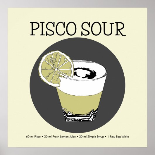 Pisco Sour Illustration Poster (Voorkant)