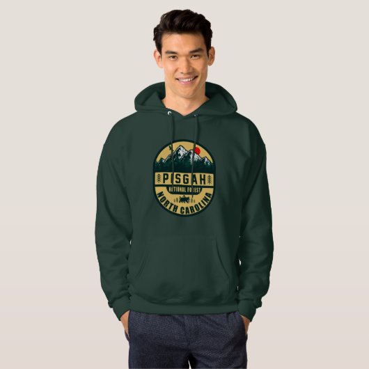 Pisgah National Forest NC Retro Sunset Souvenirs Hoodie (Voorkant volledig)