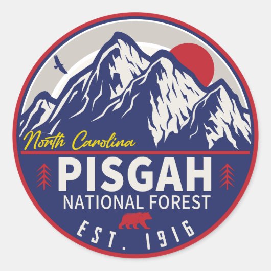 Pisgah National Forest North Carolina - Retro Ronde Sticker (Voorkant)