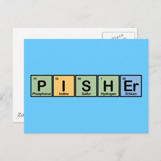 Pisher gemaakt van elementen briefkaart (Voorkant / Achterkant)