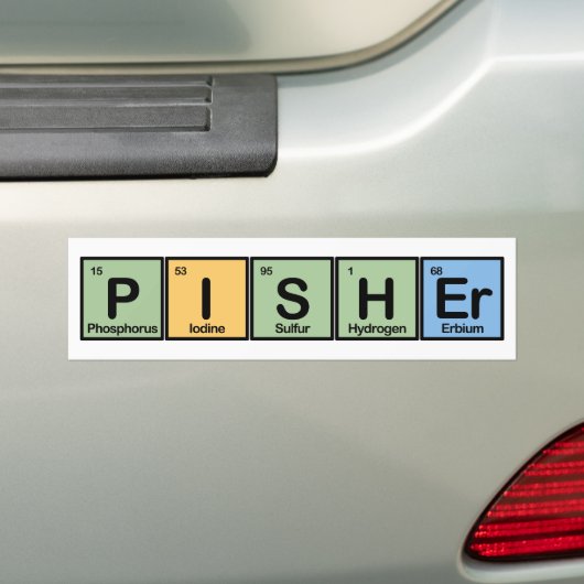 Pisher gemaakt van elementen bumpersticker (Op auto)
