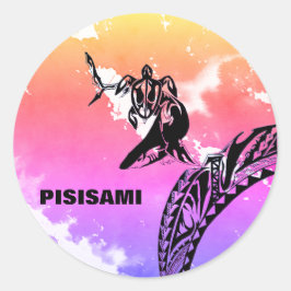 Pisisami Schildpad en Haai Ronde Sticker