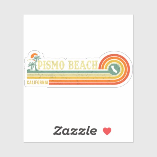 Pismo Beach California  Palm Tree 60s Sticker (Vel)