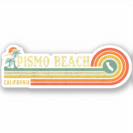 Pismo Beach California  Palm Tree 60s Sticker