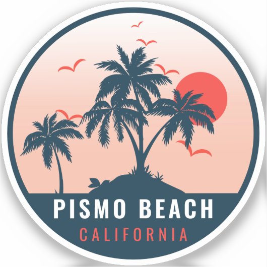 Pismo Beach California Retro Sunset Souvenirs 60s Sticker (Voorkant)