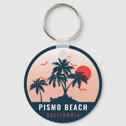 Pismo Beach California Retro Sunset Souvenirs 80s Sleutelhanger (Voorkant)