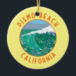 Pismo Beach California Travel Art Vintage Keramisch Ornament<br><div class="desc">Pismo Beach in een vectorkunststijl. Het staat bekend om zijn wijnhuizen en vele stranden.</div>