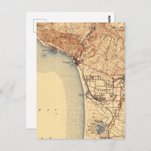 Pismo Beach  kaart (Voorkant / Achterkant)