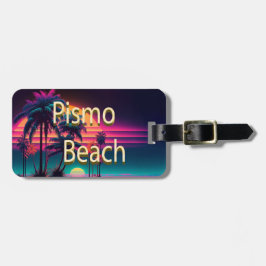 Pismo Beach Neon Palmbomen Bagagelabel