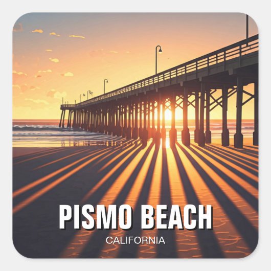 Pismo Beach Pier Californië Vierkante Sticker (Voorkant)