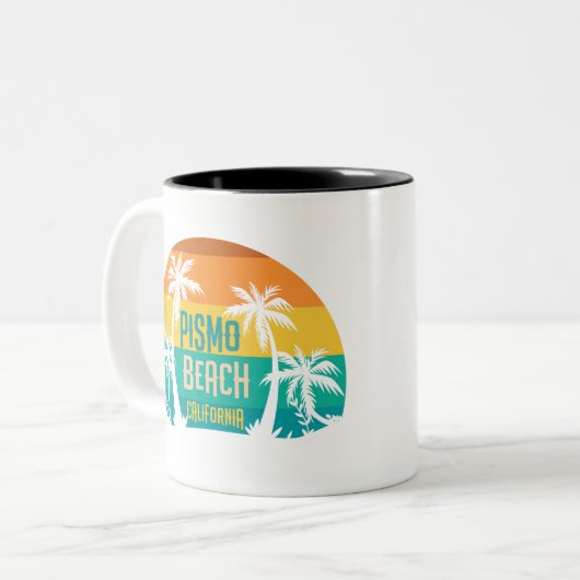 Pismo Beach Retro Tweekleurige Koffiemok (Voorkant links)
