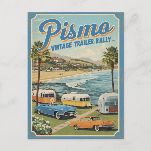 Pismo Beach Vintage Coastal Scene Briefkaart (Voorkant)