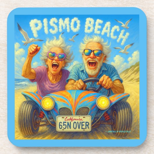 Pismo Beach - vreugde bij vol gas. Bier Onderzetter (Voorkant)