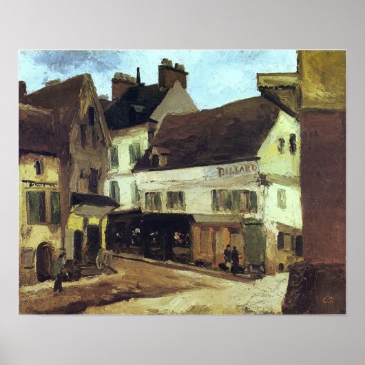 Pissarro - A Square in La Roche-Guyon 1867 Poster (Voorkant)