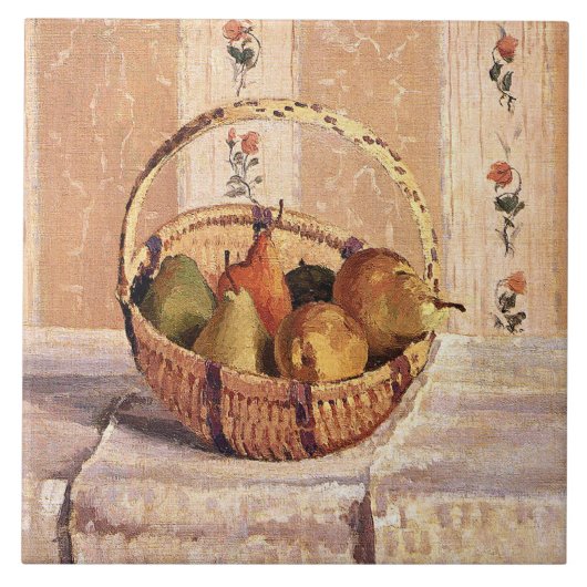 Pissarro - Apples and Pears in a Round Basket, Tegeltje (Voorkant)