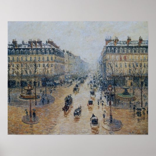 Pissarro - Avenue de L'Opera Snow Morning 1898 Poster (Voorkant)