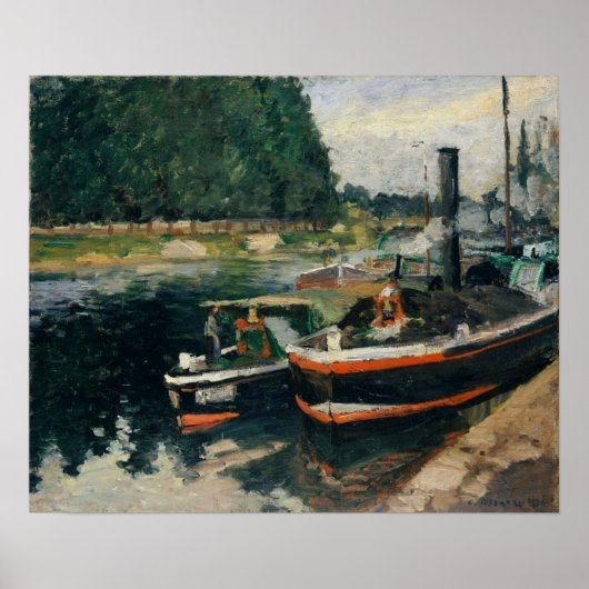 Pissarro - Barges bij Pontoise 1876 Poster (Voorkant)