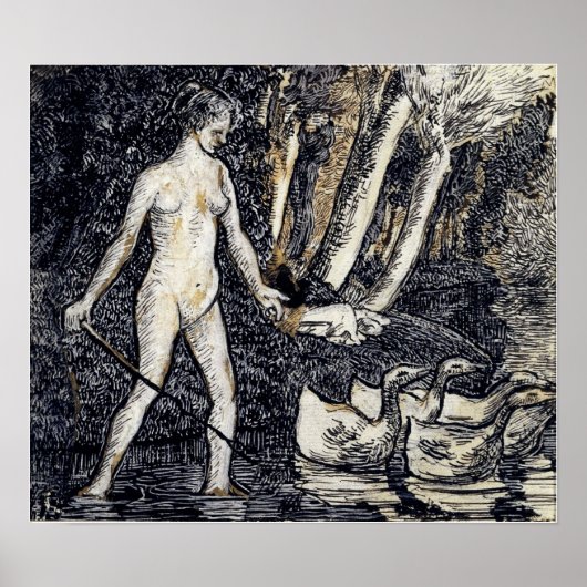 Pissarro - Bather with Gese 1895 Poster (Voorkant)