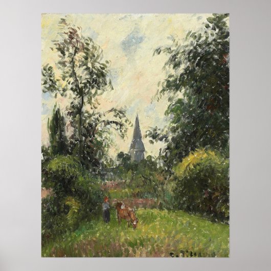 Pissarro - Bazincourt Steeple 1895 Poster (Voorkant)