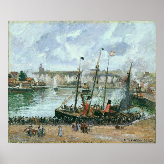 Pissarro - Binnenhaven Dieppe hoog tij 's ochtends Poster (Voorkant)