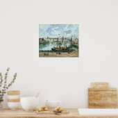 Pissarro - Binnenhaven Dieppe hoog tij 's ochtends Poster (Keuken)