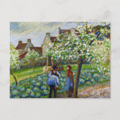 Pissarro - bloeiende pruimelbomen briefkaart (Voorkant)