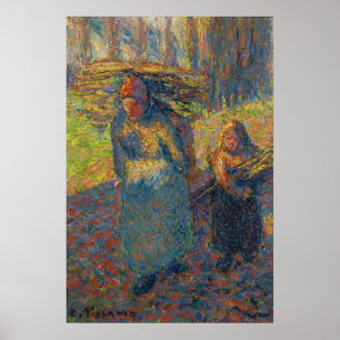 Pissarro - Boerenvrouwen die rijshout dragen Poster