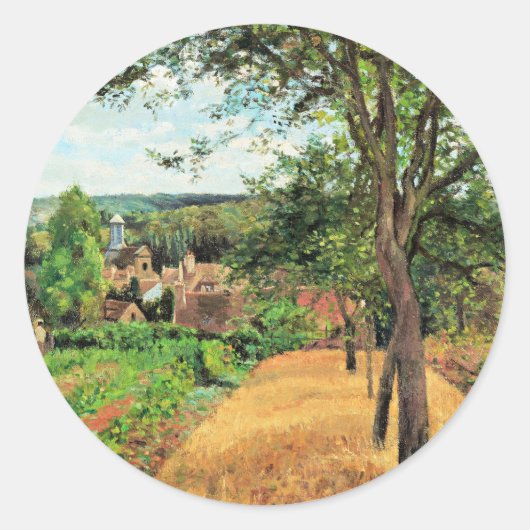 Pissarro - Boomgaarden van Louveciennes, kunst, Ronde Sticker (Voorkant)