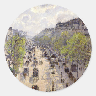 Pissarro - Boulevard Montmartre, lente Ronde Sticker