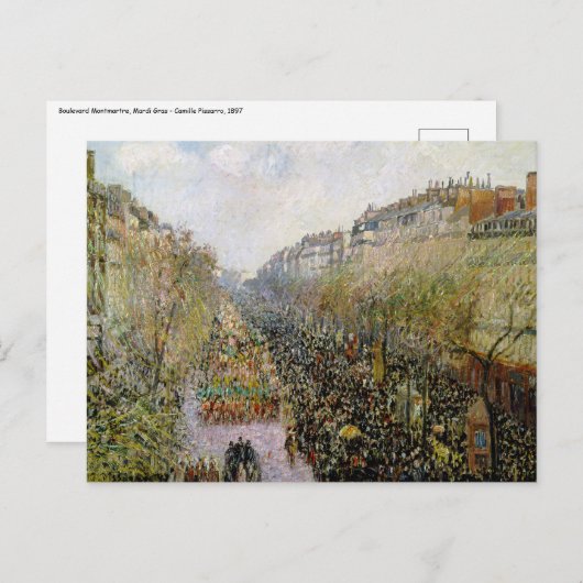 Pissarro - Boulevard Montmartre , Mardi Gras Briefkaart (Voorkant / Achterkant)