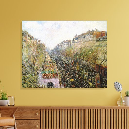 Pissarro - Boulevard Montmartre , Mardi Gras Canvas Afdruk (Insitu (Woonkamer))
