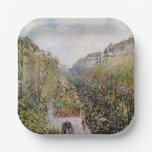 Pissarro - Boulevard Montmartre , Mardi Gras Papieren Bordje (Voorkant)