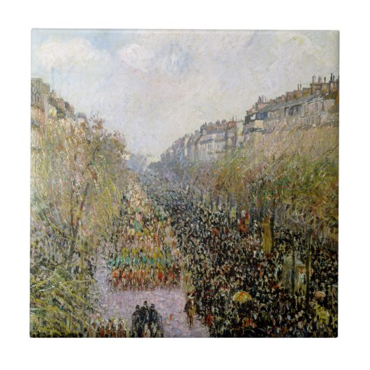 Pissarro - Boulevard Montmartre , Mardi Gras Tegeltje (Voorkant)